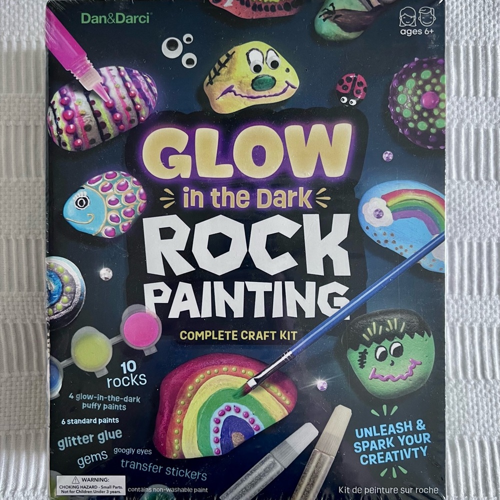 Dan & Darci Glow in the Dark Rock Painting Kit - Bright Multicolor